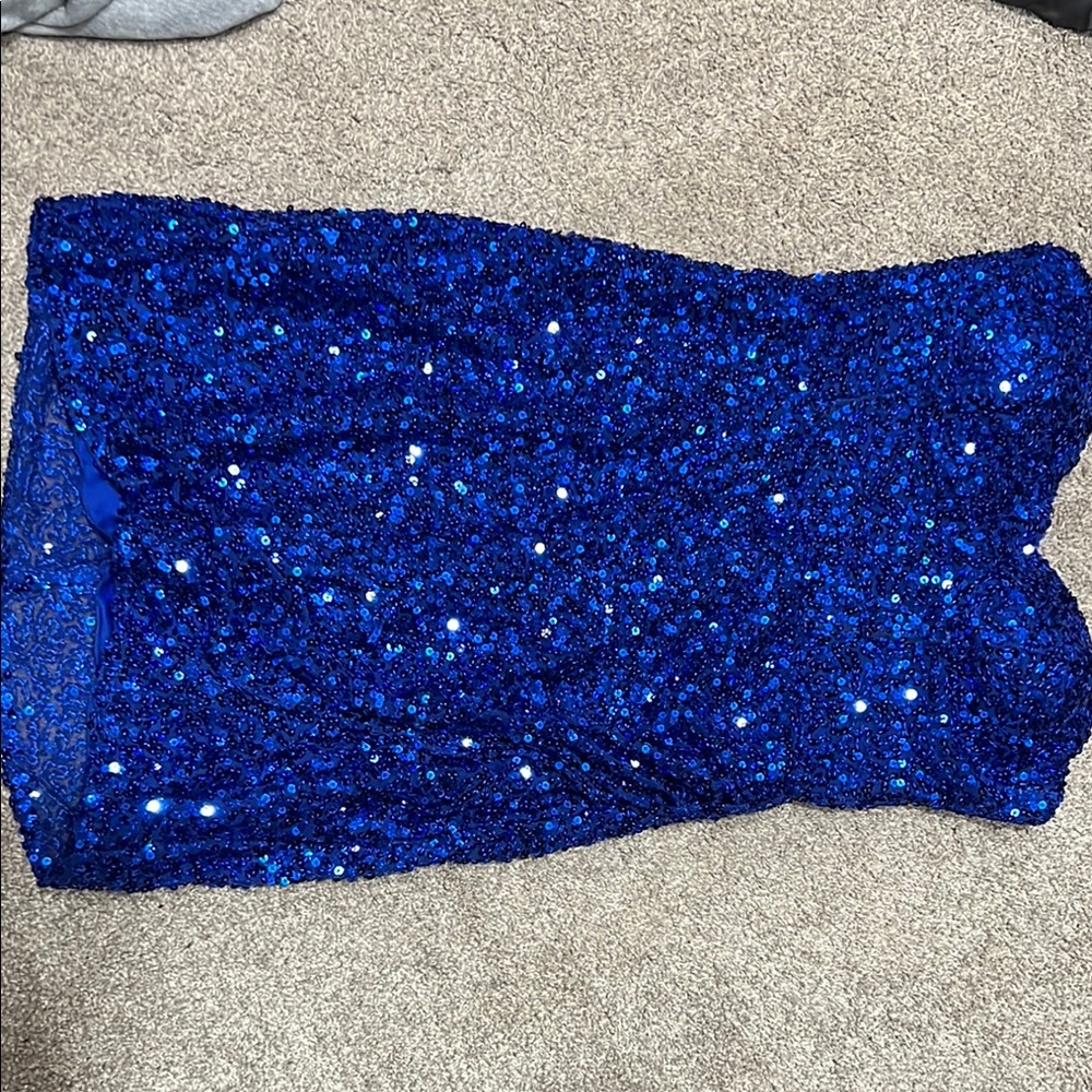 Elegant Blue Sequin Dress